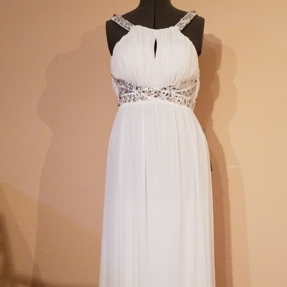 White prom jeweled rhinestone dress